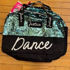 Justice Blue and Black Sequin Dance Bag NWT